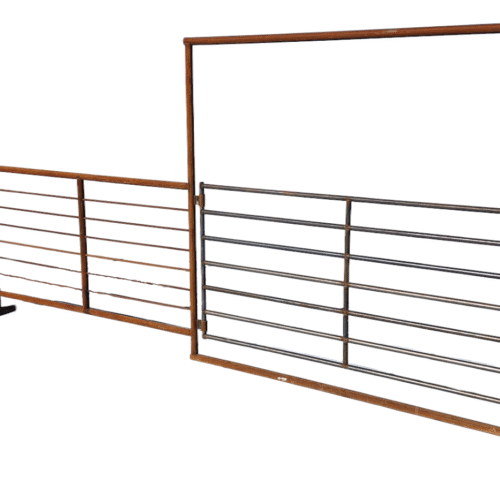 Heavy-Duty Freestanding Corral Panel With Bow Gate Built In.
